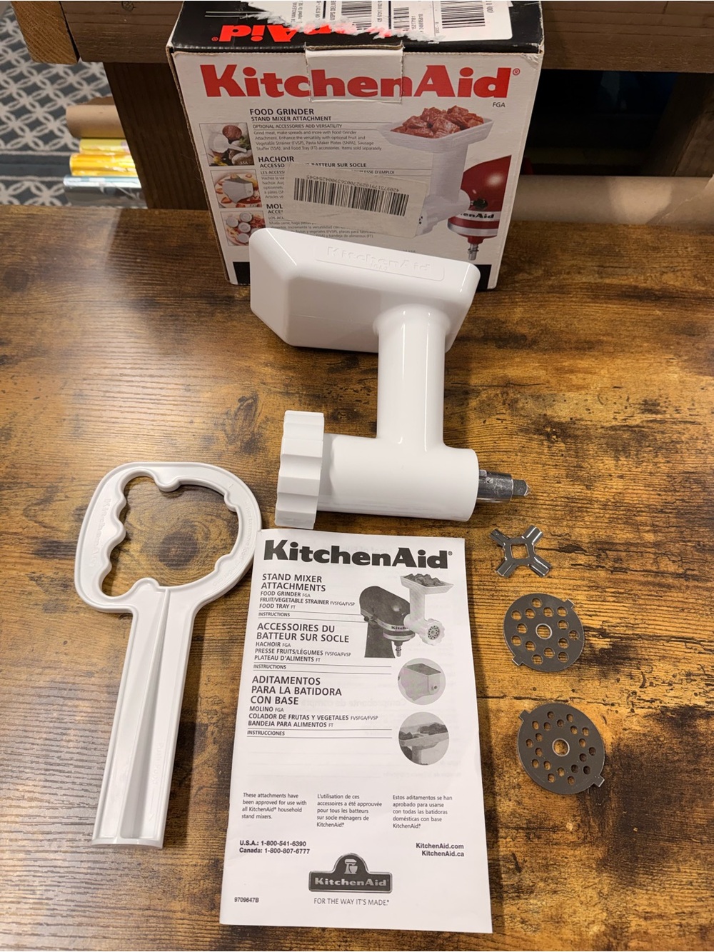 KitchenAid White Food Grinder Attachment with Metal Grinding Plates